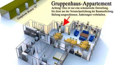 Grundriss des Appartements im Gruppenhaus für große Gruppen
