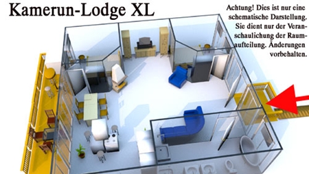 Grundriss der Kamerun Komfort-Lodge für 4 Personen in Land Kamerun